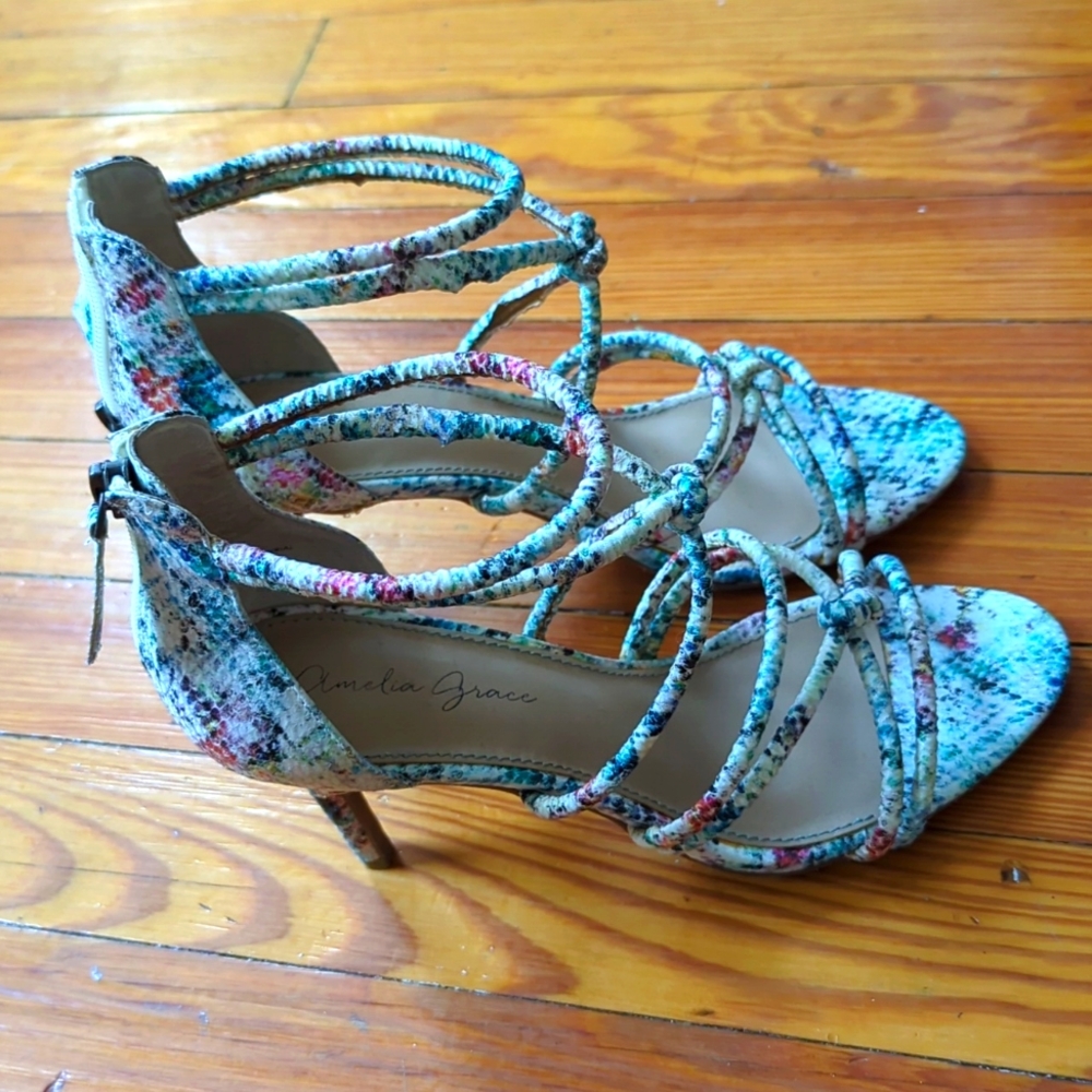 Women's Multi-Color Strappy Heel Sandals Size 8 NWOT